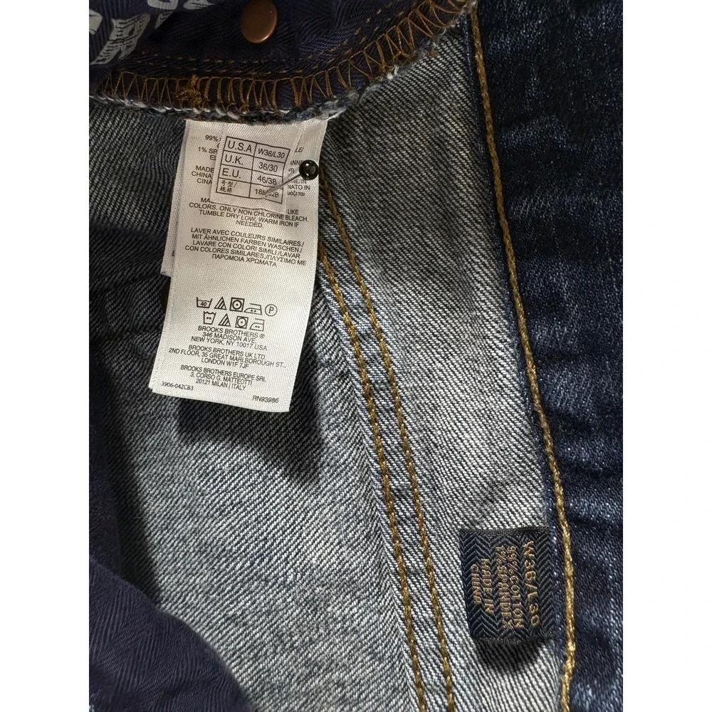 Brooks Brothers Jeans Mens 36x30 Blue Denim Dark Wash Casual Rugged Straight Leg